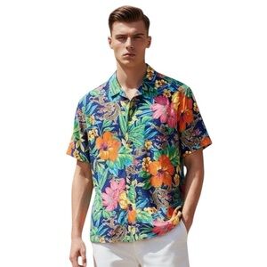 Polo Ralph Lauren Featherweight Mesh Dragon Hibiscus Polo Shirt XXL
U